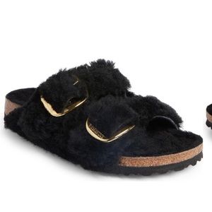 Birkenstock Arizona Big Buckle genuine shearling slide sandal